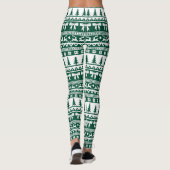 Weihnachts Ugly Sweater Strick Muster in Dunkelgrü Leggings (Rückseite)