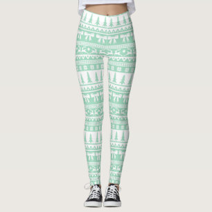 Weihnachts Ugly Sweater Strick Muster in Minze Gre Leggings