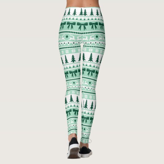 Weihnachts Ugly Sweater Strick Muster in Minze Gre Leggings (Rückseite)