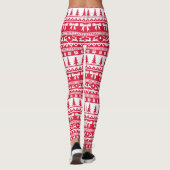 Weihnachts Ugly Sweater Strick Muster in Rot & Wei Leggings (Rückseite)