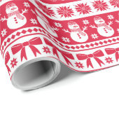 Weihnachts Ugly Sweater Strick Muster Rot und Weiß Geschenkpapier (Rolleneckpunkt)