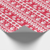 Weihnachts Ugly Sweater Strick Muster Rot und Weiß Geschenkpapier (Ecke)