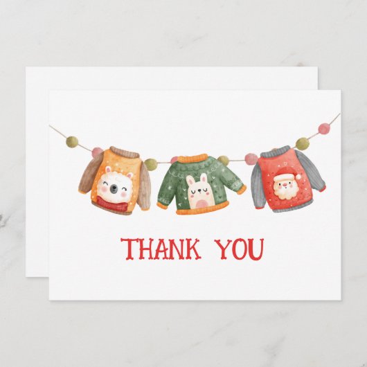 Weihnachts Ugly Sweaters Danke-Card Dankeskarte (Vorne/Hinten)