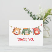 Weihnachts Ugly Sweaters Danke-Card Dankeskarte (Stehend Vorderseite)