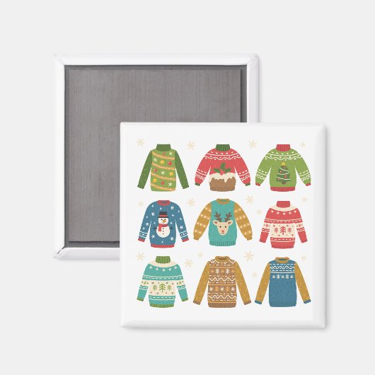 Weihnachts-Ugly-Sweaters Magnet (Vorderseite/Rückseite)