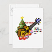 Weihnachts-Ukulele-Shirt Feiertagspostkarte (Vorne/Hinten)