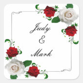 Weihnachts-Umschlag Aufkleber in Rosa und Weiß Ros (Vorderseite)