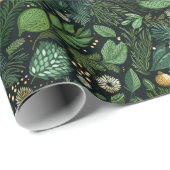 Weihnachts-Umschlagpapier mit dunkelgrünen Bäumen Geschenkpapier (Rolleneckpunkt)