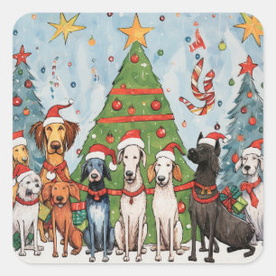 Weihnachts- und Feiertagshunde Quadratischer Aufkleber