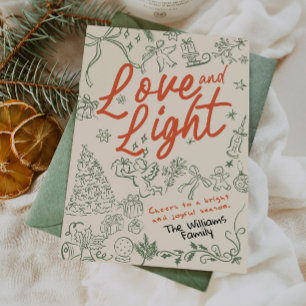 Weihnachts- und Feiertagskarte mit Liebe und Licht
