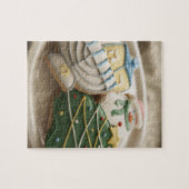 Weihnachts- und Hanukah-Kekse auf Teller, Puzzle (Horizontal)