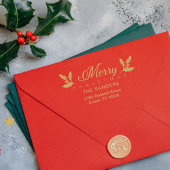 Weihnachts- und Holly-Whimsical-Script-Rücksendead Gummistempel