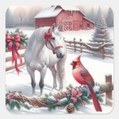 Weihnachts- und Kardinal-Weihnachten Quadratischer Aufkleber (Vorderseite)