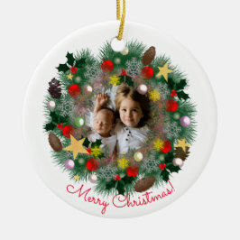 Weihnachts- und Neujahrsgrüße, Foto in einer Krone Keramik Ornament