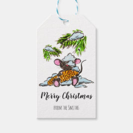 Weihnachts- und Neujahrsmaus mit Kegel Geschenkanhänger