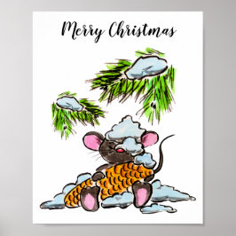 Weihnachts- und Neujahrsmaus mit Kegel Poster