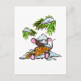 Weihnachts- und Neujahrsmaus mit Kegel Postkarte