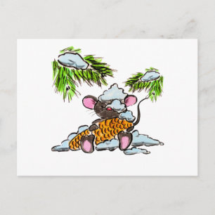 Weihnachts- und Neujahrsmaus mit Kegel Postkarte