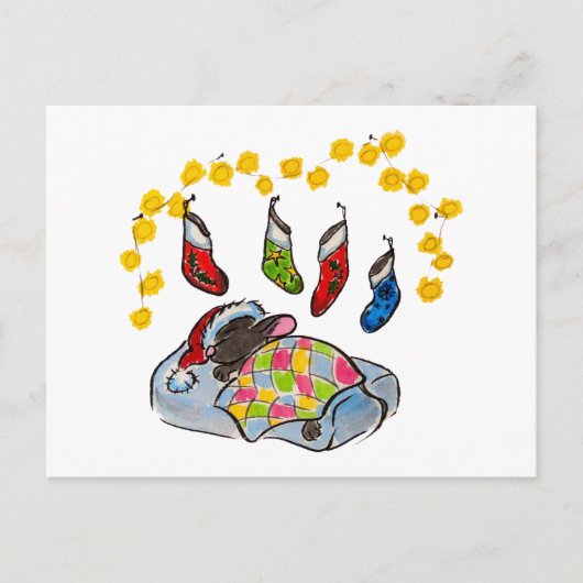 Weihnachts- und Neujahrsmaus mit Strümpfen Postkarte (Vorderseite)