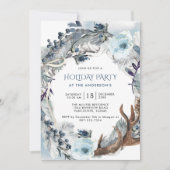 Weihnachts- und Party, Blauer und Silberreath Einladung (Vorderseite)