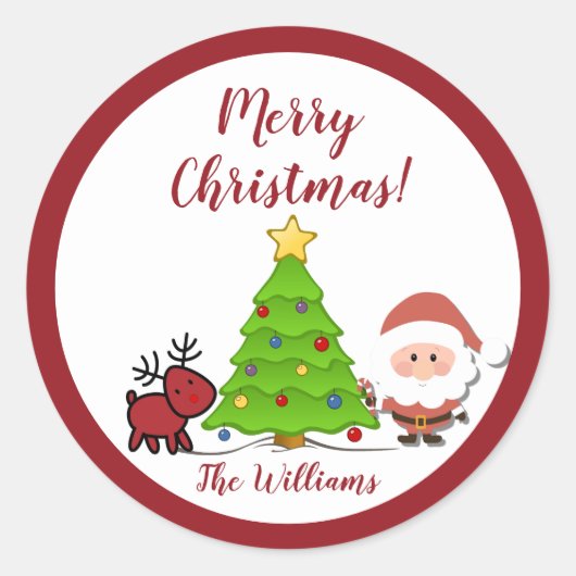 Weihnachts- und Reindeer-Weihnachtsaufkleber Runder Aufkleber (Vorderseite)
