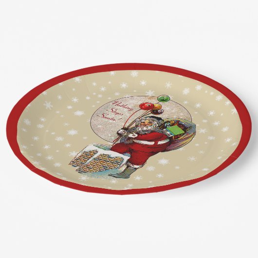 Weihnachts- und Schornstein-Weihnachtsplatte Pappteller (Schrägansicht)