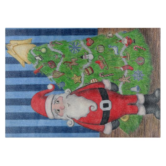 Weihnachts- und Weihnachtsbaum-Glasschneidebrett Schneidebrett (Vorderseite)