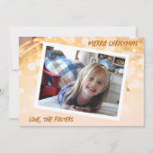 Weihnachts- und Weißbokeh-Foto Feiertagskarte (Vorderseite)