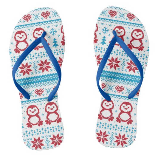 Weihnachts- und Winterstrickmuster Badesandalen (Fußbett)