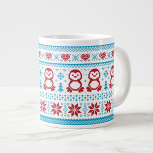 Weihnachts- und Winterstrickmuster Jumbo-Tasse