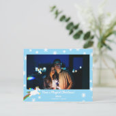 Weihnachts Unicorn Foto Frame Holiday Postkarte (Stehend Vorderseite)
