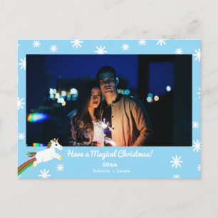 Weihnachts Unicorn Foto Frame Holiday Postkarte