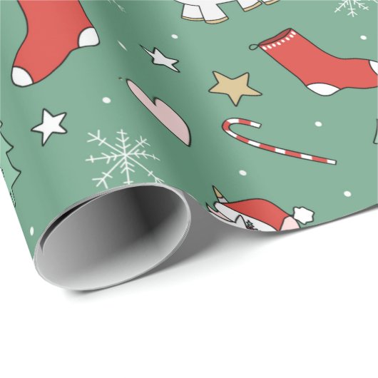 Weihnachts-Unicoro-Urlaubspapier Geschenkpapier (Rolleneckpunkt)