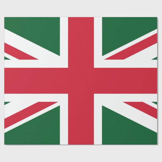 Weihnachts-Union-Jack ~ Rot, Grün und Weiß Geschenkpapier (Flach)