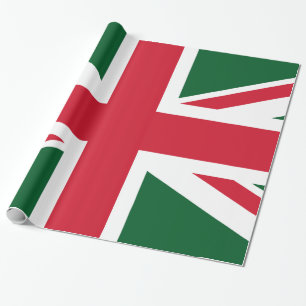 Weihnachts-Union-Jack ~ Rot, Grün und Weiß Geschenkpapier