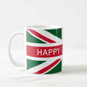 Weihnachts-Union-Jack ~ Rot, Grün und Weiß Kaffeetasse