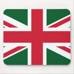 Weihnachts-Union-Jack ~ Rot, Grün und Weiß Mousepad