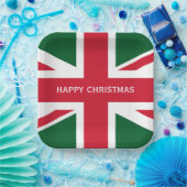 Weihnachts-Union-Jack ~ Rot, Grün und Weiß Pappteller (Party)
