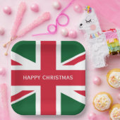 Weihnachts-Union-Jack ~ Rot, Grün und Weiß Pappteller (Party)