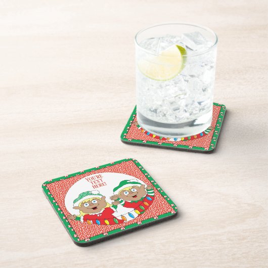 Weihnachts-Untersetzer Elf der Farbe glücklich Getränkeuntersetzer (Rechte Seite)
