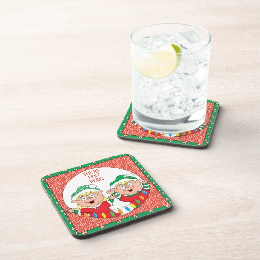 Weihnachts-Untersetzer Elf Happy Getränkeuntersetzer (Rechte Seite)