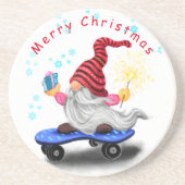 Weihnachts-Untersetzer-Geschenk Skater Gnome mit G Getränkeuntersetzer (Vorne)