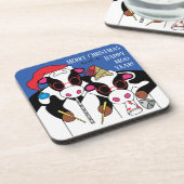 Weihnachts-Untersetzer glücklich Moo Year Getränkeuntersetzer (Linke Seite)