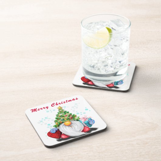 Weihnachts-Untersetzer-Gnome mit Geschenk für Sie Getränkeuntersetzer (Rechte Seite)