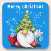 Weihnachts-Untersetzer Gnome mit Geschenk Getränkeuntersetzer (Vorderseite)
