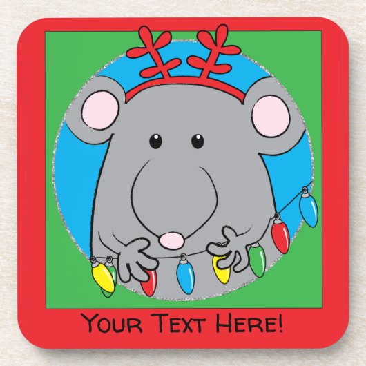 Weihnachts-Untersetzer Happy Christmouse Getränkeuntersetzer (Vorderseite)