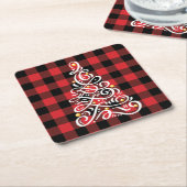 Weihnachts-Untersetzer mit Baum Rechteckiger Pappuntersetzer (angewinkelt)