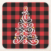 Weihnachts-Untersetzer mit Baum Rechteckiger Pappuntersetzer (Vorderseite)