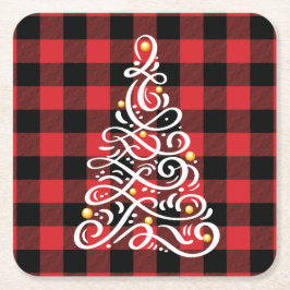 Weihnachts-Untersetzer mit Baum Rechteckiger Pappuntersetzer