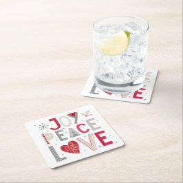 Weihnachts-Untersetzer mit Freude Friedenstypograf Rechteckiger Pappuntersetzer